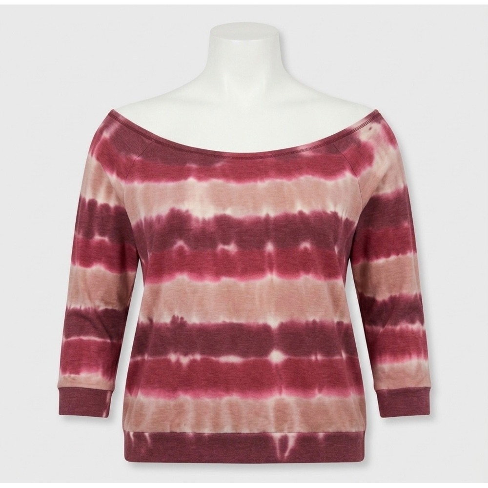 Torrid Sweatshirt Women 3 Pink Tie Dye Off Shoulder Indie Sleaze Pullover